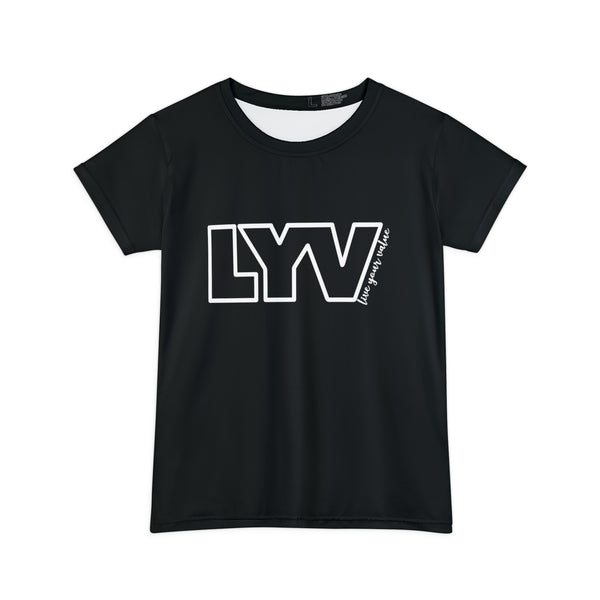 LYV (live your value) Women's Short Sleeve Shirt Black with Signature